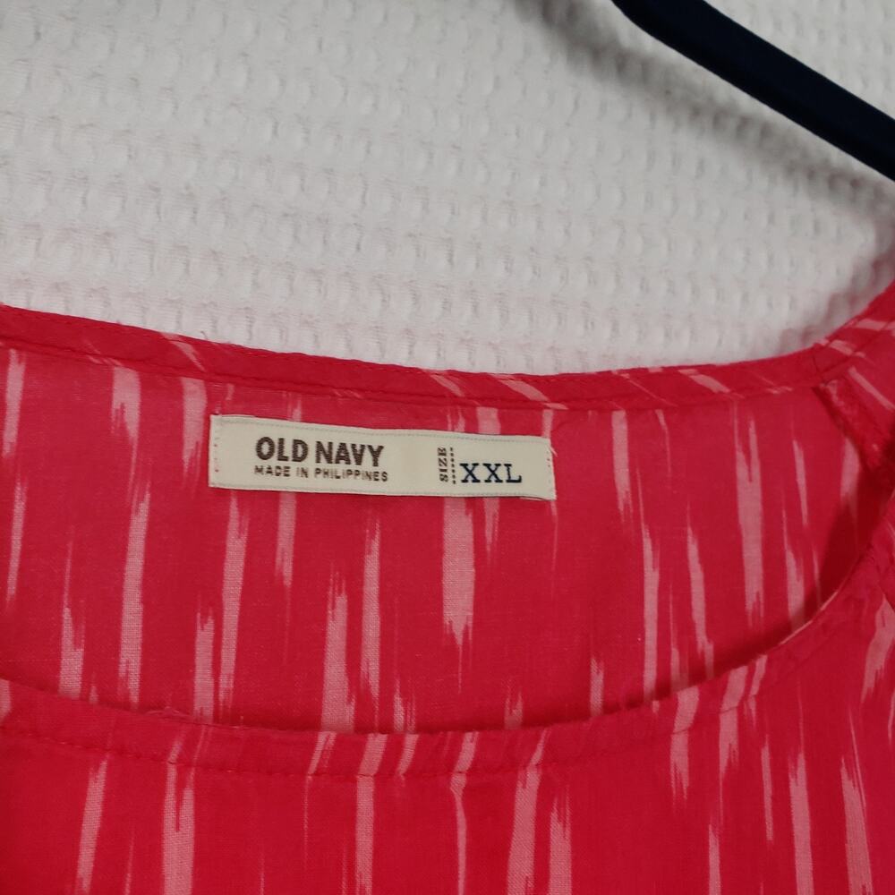Old Navy Top Womens XXL Pink Cotton Lightweight Preppy Colorful Pattern Bohemian - Picture 3 of 16